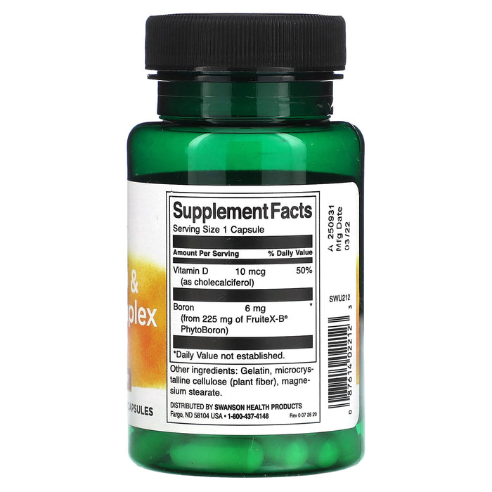 Swanson Vitamin D &amp; Bor Complex – 60 Kapseln