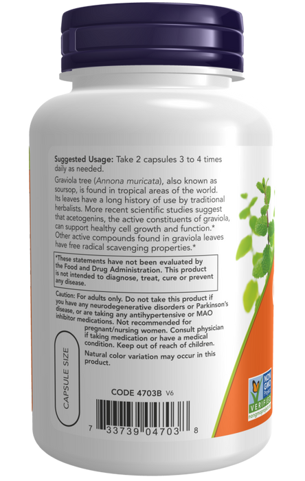 NOW Foods Graviola, 500mg - 100 vcaps | High-Quality Health and Wellbeing | MySupplementShop.co.uk