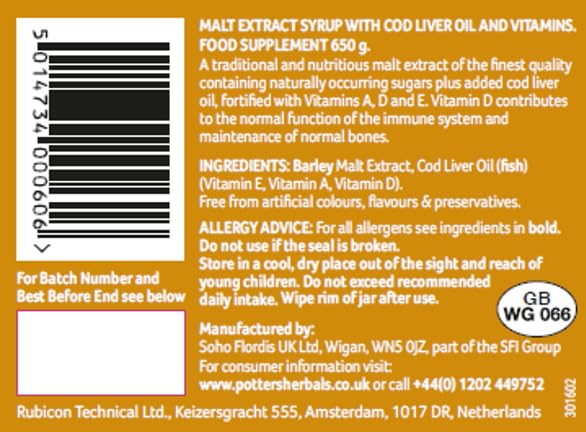 Potter's Malt Extract With Cod Liver Oil - 650ml - Joint Care at MySupplementShop by Potter's Herbals