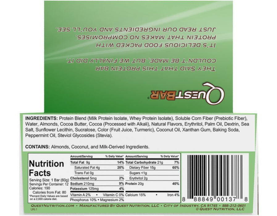 Quest Nutrition Bar 12x60g Mint Chocolate Chunk