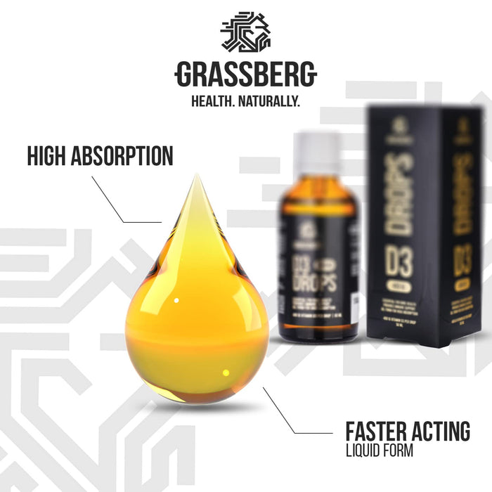 Grassberg Vitamin D3 Drops, 400IU - 50 ml. | High-Quality Sports Supplements | MySupplementShop.co.uk