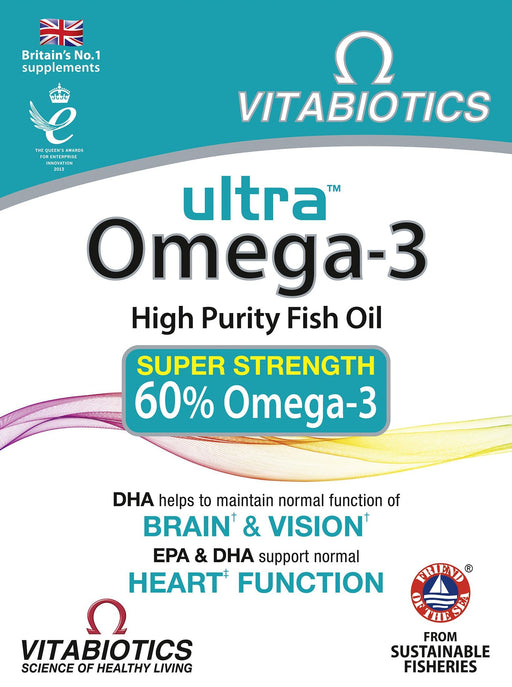 Vitabiotics Ultra Omega 3 High Purity Fish Oil 60 Capsules - Energy & Mind at MySupplementShop by Vitabiotics