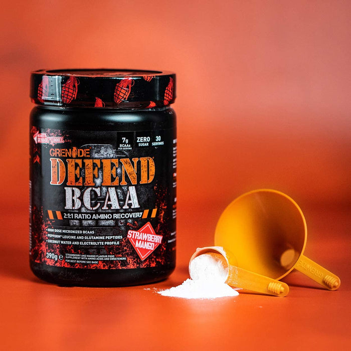 Grenade Defend BCAA-Pulver Erdbeer-Mango 390 g (7 g BCAAs pro Portion – 30 Portionen pro Dose)