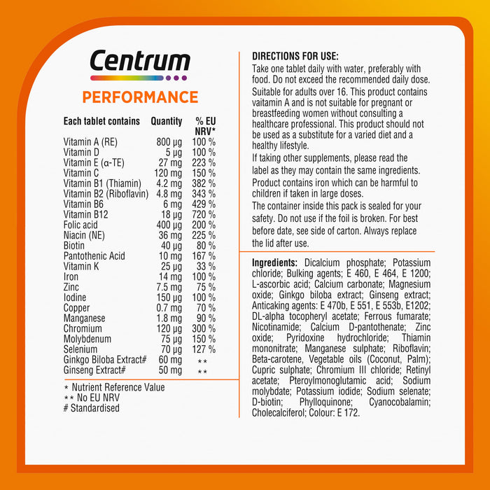 Centrum Performance 30 Tablets - Energy & Mind at MySupplementShop by Centrum