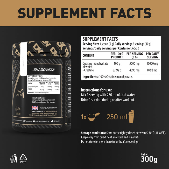 Dorian Yates Creatine Monohydrate - 300g Best Value Nutritional Supplement at MYSUPPLEMENTSHOP.co.uk