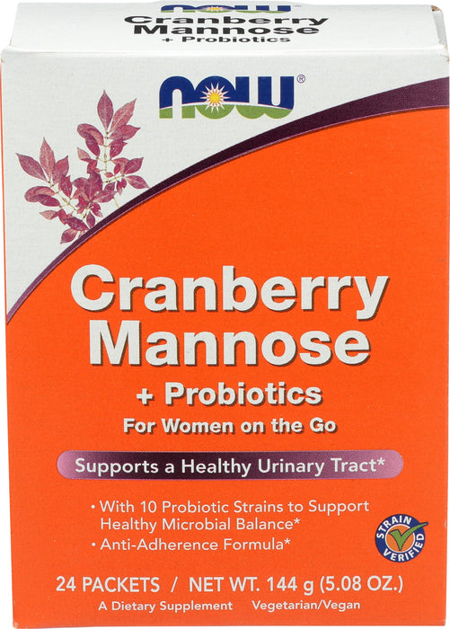 NOW Foods Cranberry Mannose + Probiotics - 24 packets | High-Quality Cranberry | MySupplementShop.co.uk
