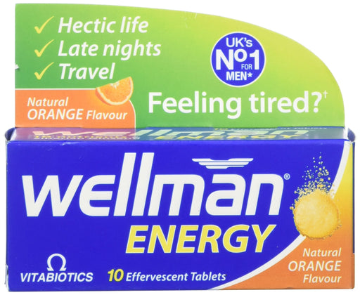 Vitabiotics Wellman Energy Natural Orange Flavour Effervescent 10 Tablets - Men at MySupplementShop by Vitabiotics