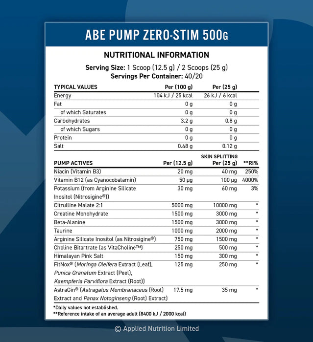 Applied Nutrition ABE Pump Zero Stim 500g