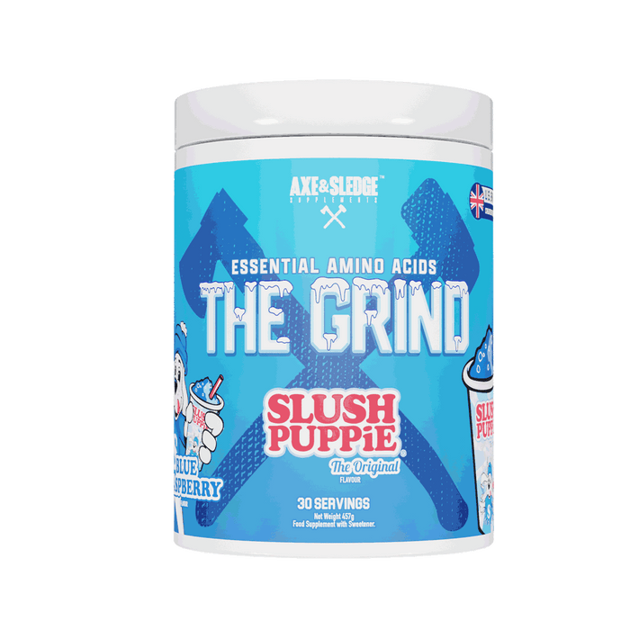 Axe & Sledge Supplements The Grind 457g - SLUSH PUPPiE Blue Raspberry - BCAA Supplement at MySupplementShop by Axe & Sledge Supplements