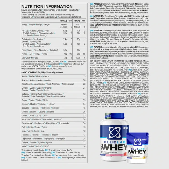 USN Blue Lab Whey 100 % 2 kg gesalzenes Karamell