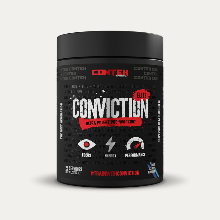 Conteh Conviction Elite 375g Ultra Potent Pre-Workout - Blue Ice Pop - Supplements at MySupplementShop by Conteh Sports