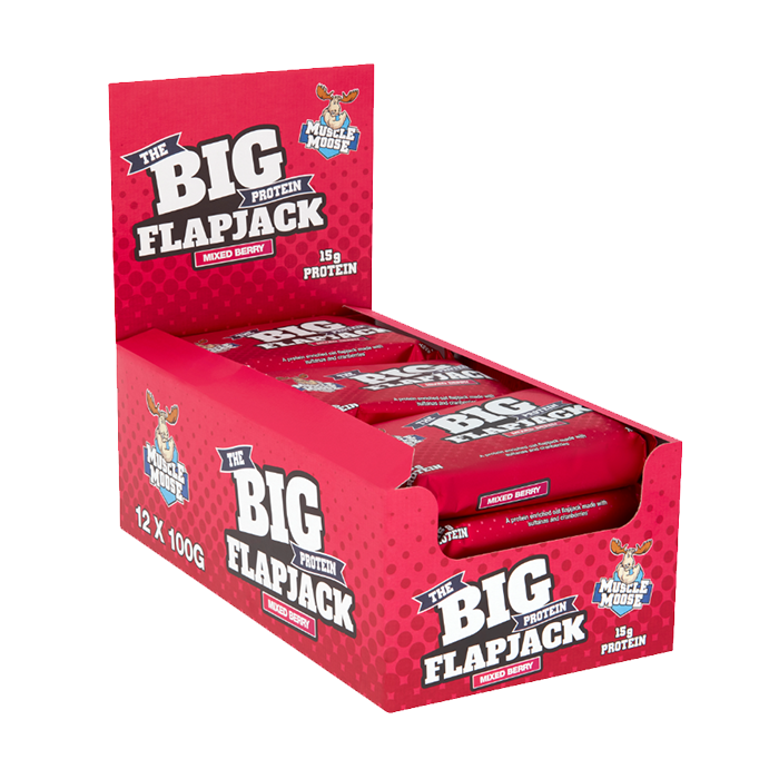 Muscle Moose Big Protein Flapjack 12x100g - Mixed Berry - Sports Nutrition at MySupplementShop by Muscle Moose