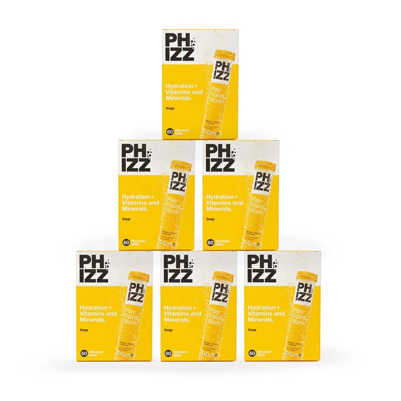 Phizz 2-in-1 Multivitamin & Rehydration Electrolyte Effervescent Multi-pack 6x60 Tabs Orange | Top Rated Sports Supplements at MySupplementShop.co.uk