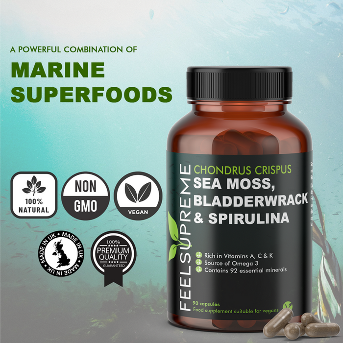 Feel Supreme Seamoss with Bladderwrack and Spirulina | Detox Blend 90Veg Caps