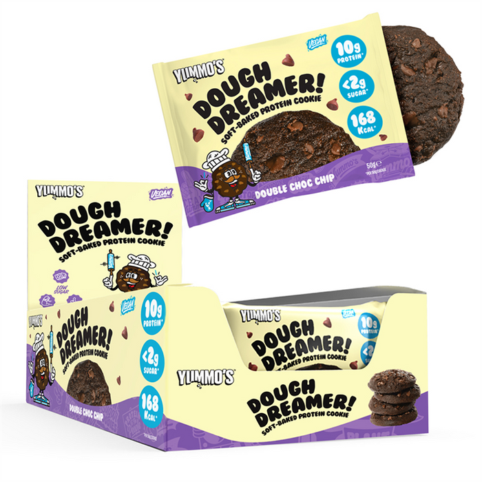 Yummo's Dough Dreamer! Vegan Protein Cookie 12x50g Double Choc Chip - Protein Bars at MySupplementShop by Yummo's