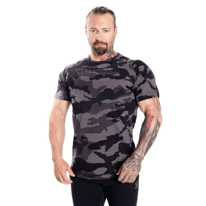 Better Bodies Gym Tapered Tee - Dark Camo - Medium - Tapered Tee at MySupplementShop by Better Bodies