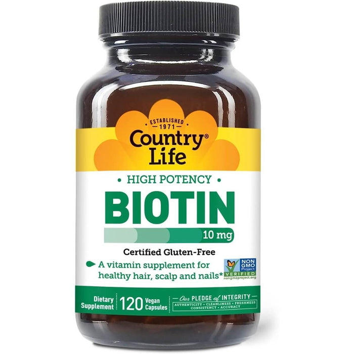 Country Life Biotin 10mg 120 Vegan Capsules - Energy & Vitality at MySupplementShop by Country Life