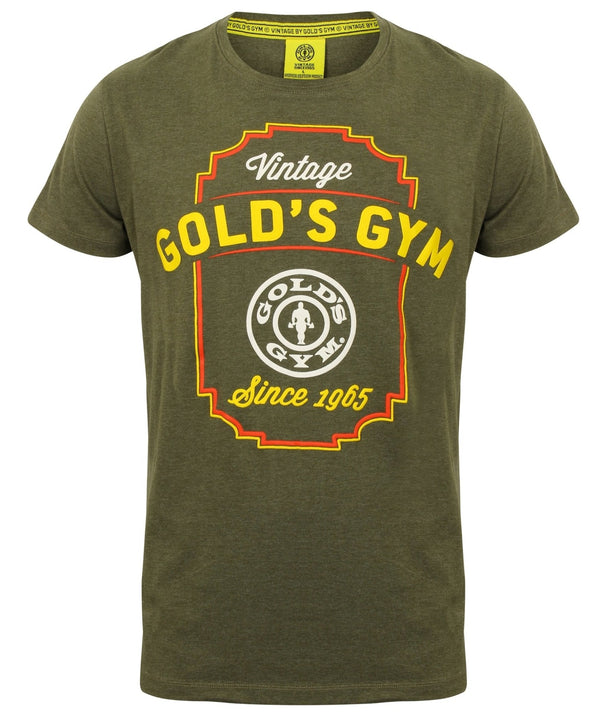 Gold's Gym Printed Vintage Style T-Shirt Army Marl - Small - T-shirt at MySupplementShop by Gold's Gym