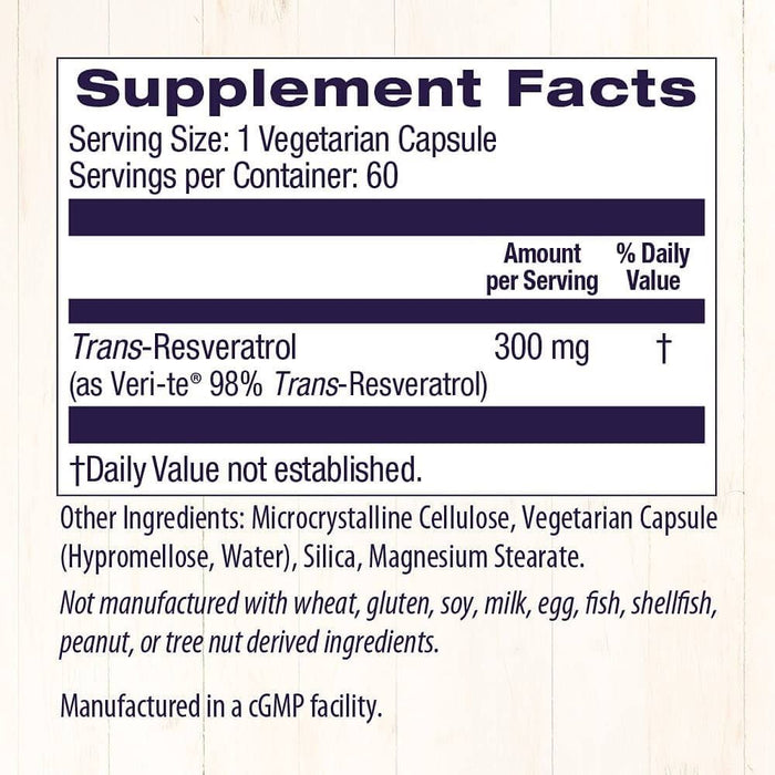 Healthy Origins Resveratrol 300mg 60 Veggie Capsules | Premium Supplements at MYSUPPLEMENTSHOP