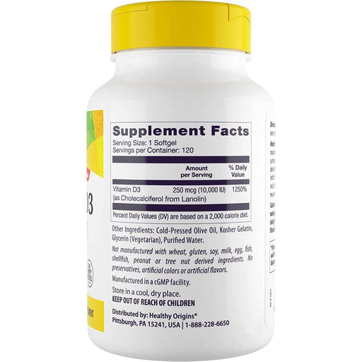 Healthy Origins Vitamin D3 10,000iu 120 Softgels | Premium Supplements at MYSUPPLEMENTSHOP