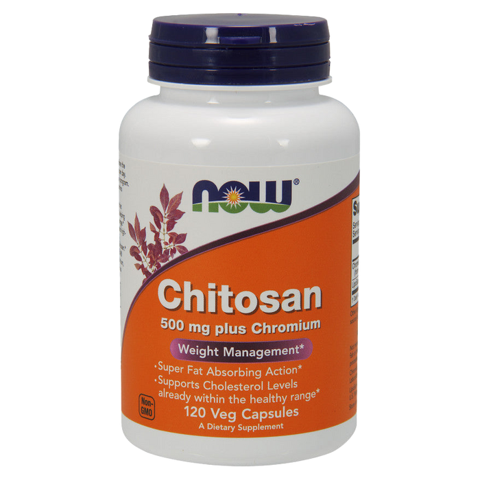 NOW Foods Chitosan, 500 mg plus Chrom – 120 Kapseln