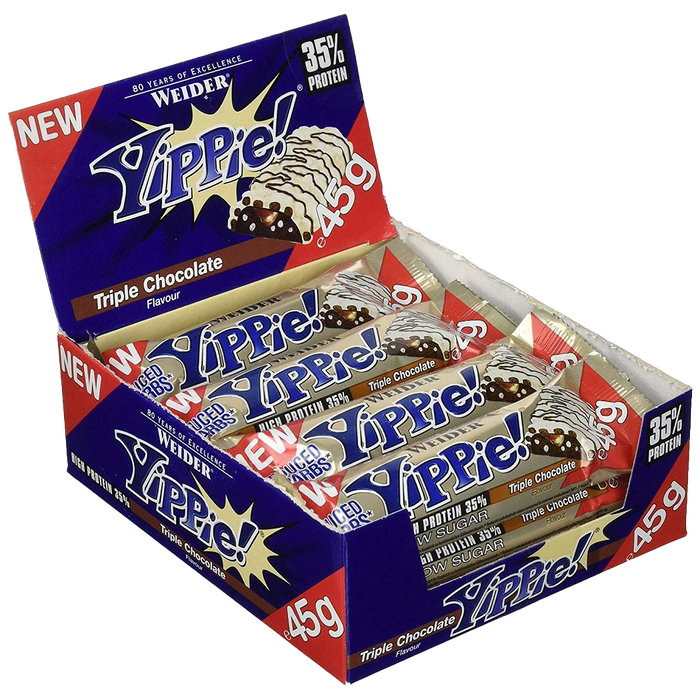 Weider Yippie! Riegel, Kekse Double Choc – 12 Riegel (45 Gramm)