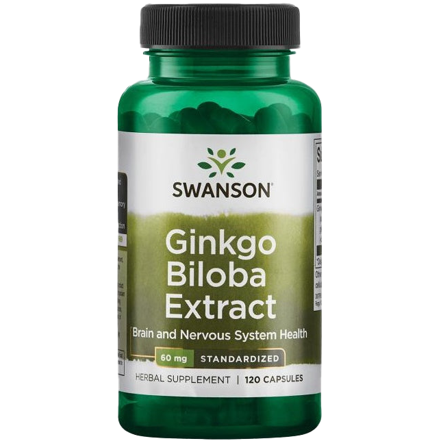 Swanson Ginkgo Biloba Extract 24%, 60mg - 120 caps