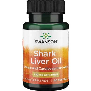 Swanson Shark Liver Oil, 550mg - 60 softgels