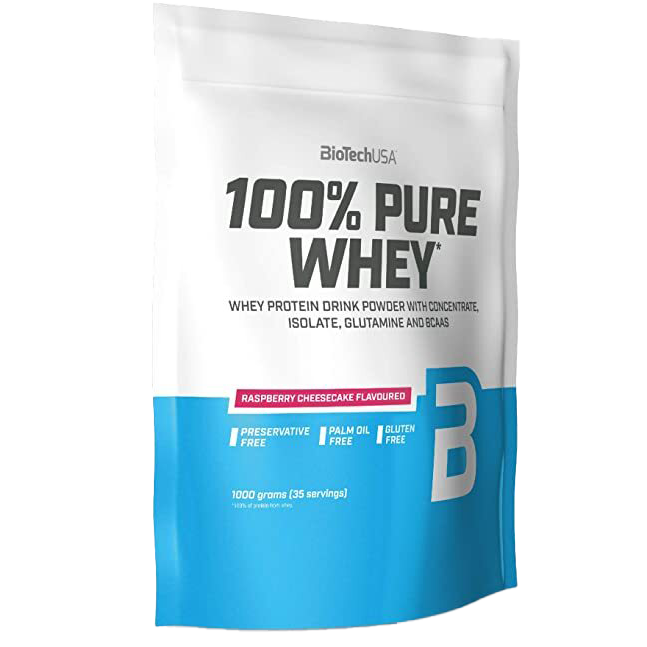 BioTechUSA 100% Pure Whey, Raspberry Cheesecake - 1000 grams