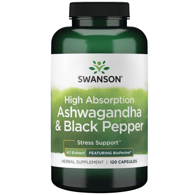 Swanson High Absorption Ashwagandha & Black Pepper - 120 caps