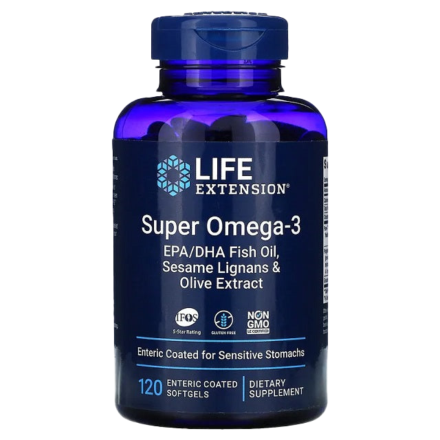 Life Extension Super Omega-3 EPA/DHA mit Sesamlignanen und Olivenextrakt – 120 magensaftresistente Kapseln