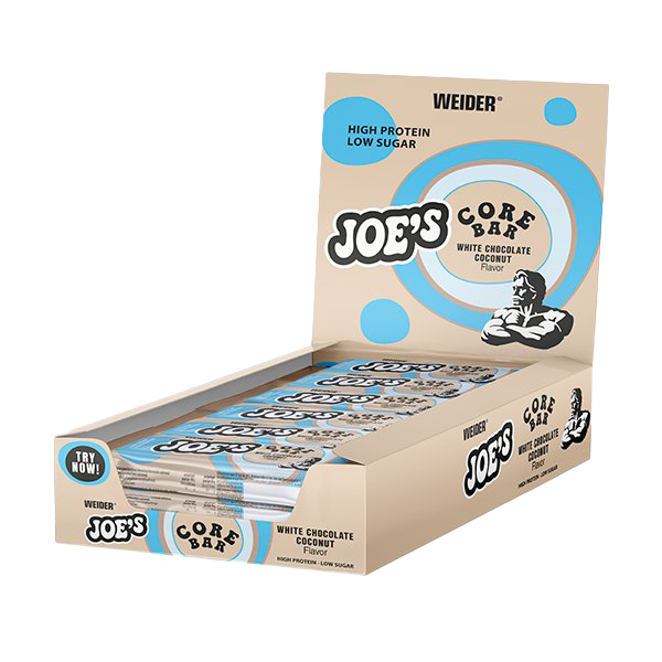 Joe's Core Bar, weiße Schokoladen-Kokosnuss – 12 x 45 g