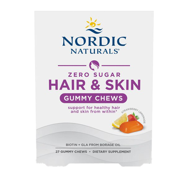 Nordic Naturals Hair & Skin Gummy Chews Strawberry Lemonade  27 gummy chews