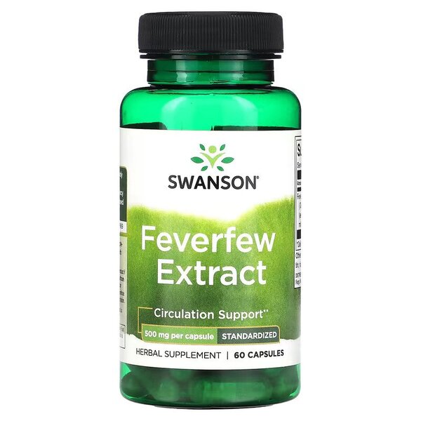 Swanson Feverfew Extract 500mg 60 caps: Nature's Answer to Migraines - Health and Wellbeing at MySupplementShop by Swanson