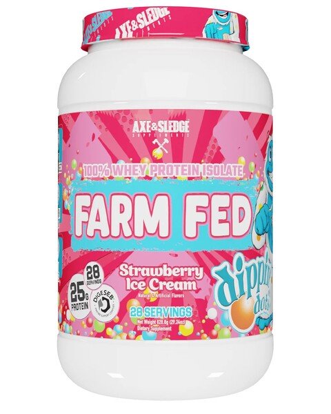 Axe & Sledge Farm Fed 828g - Dippin' Dots Strawberry Ice Cream - Protein at MySupplementShop by Axe & Sledge