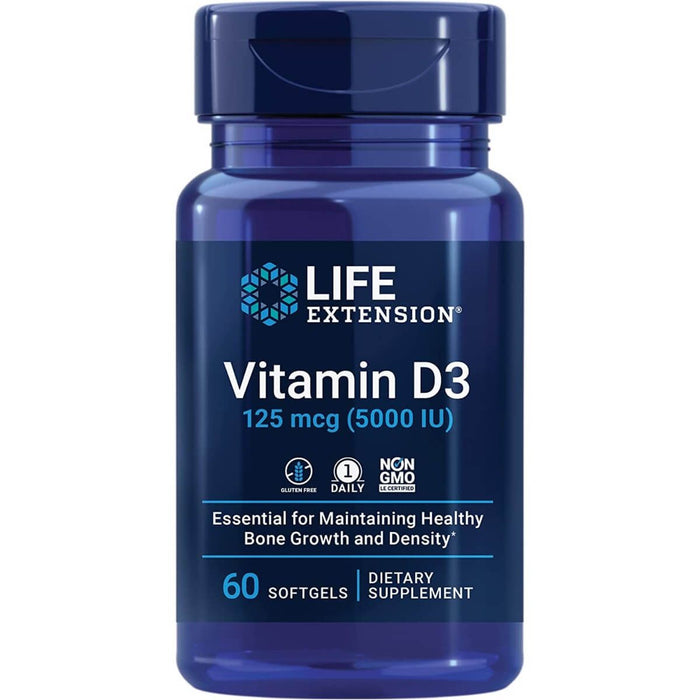 Life Extension Vitamin D3 125 mcg (5000 IU) 60 Softgels - Vitamins & Minerals at MySupplementShop by Life Extension