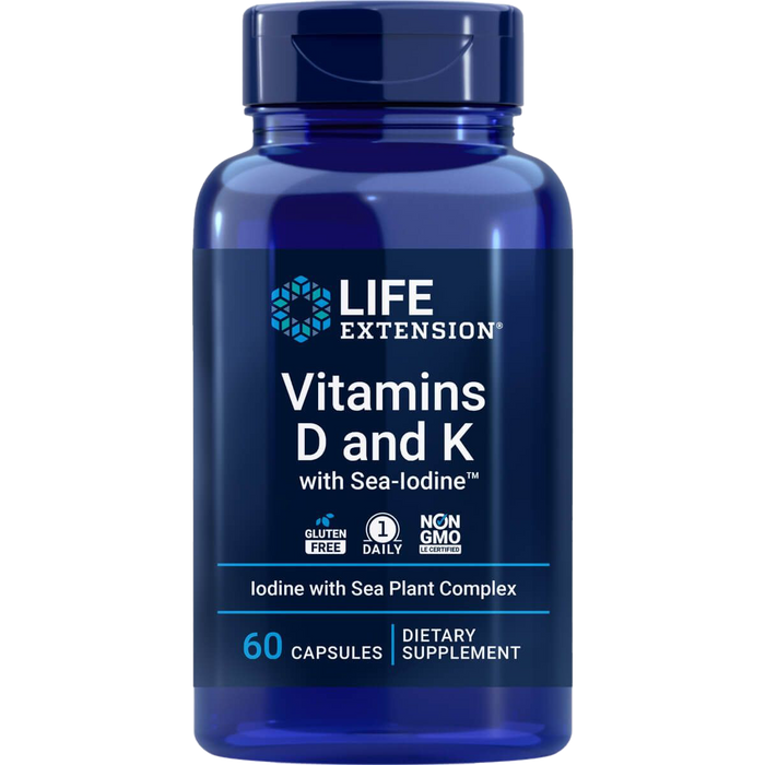 Life Extension Vitamins D and K with Sea-Iodine 60 Capsules