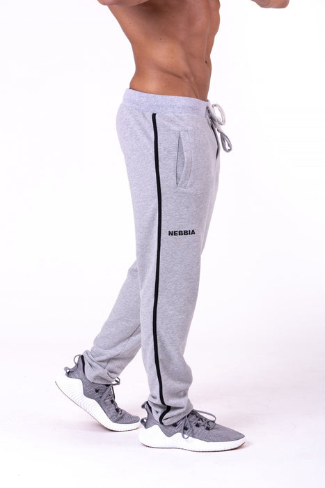 Nebbia Side Stripe Retro Joggers 154 - Grey - Joggers at MySupplementShop by Nebbia