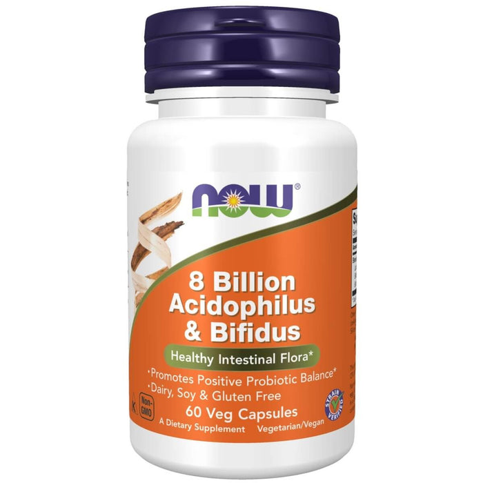 NOW Foods 8 Billion Acidophilus & Bifidus 60 Veg Capsules - Health and Wellbeing at MySupplementShop by NOW Foods