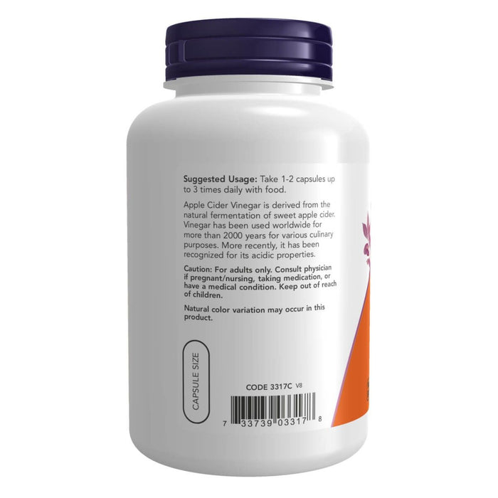 NOW Foods Apple Cider Vinegar 450 mg 180 Capsules | Premium Supplements at MYSUPPLEMENTSHOP