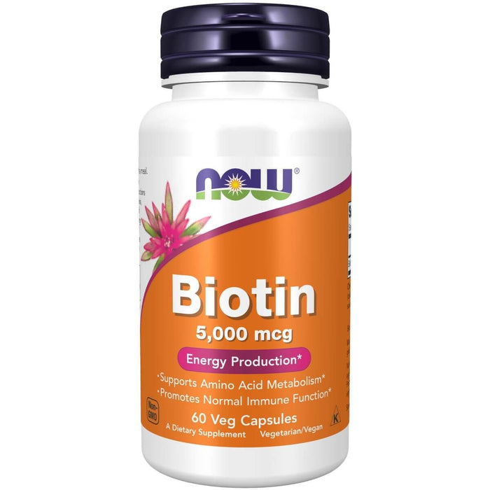 NOW Foods Biotin 5,000 mcg 60 Veg Capsules - Vitamins & Minerals at MySupplementShop by NOW Foods