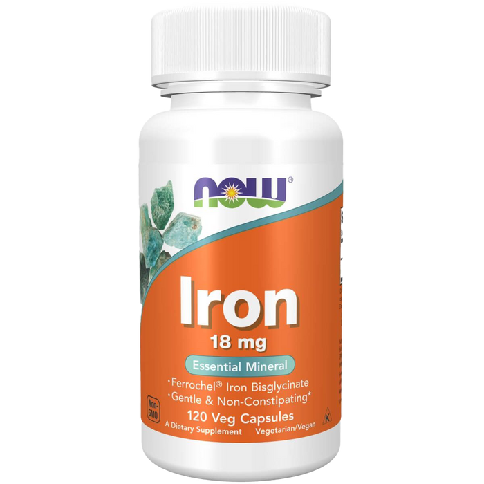 NOW Foods Iron 18 mg 120 Veg Capsules