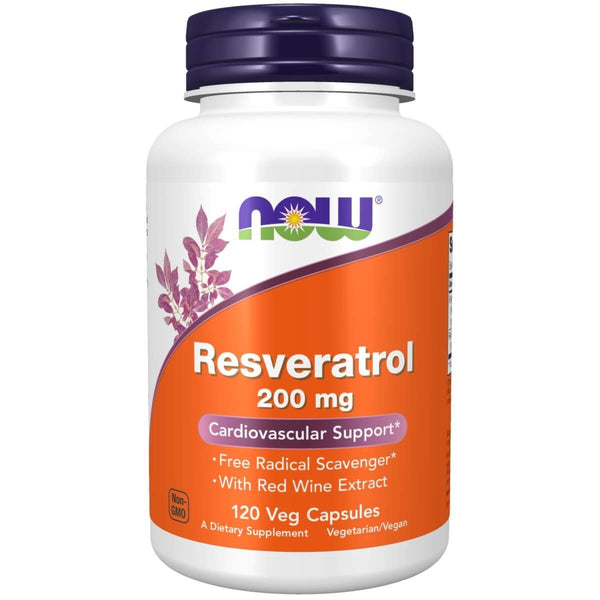 NOW Foods Natural Resveratrol 200 mg 120 Veg Capsules - Health and Wellbeing at MySupplementShop by NOW Foods