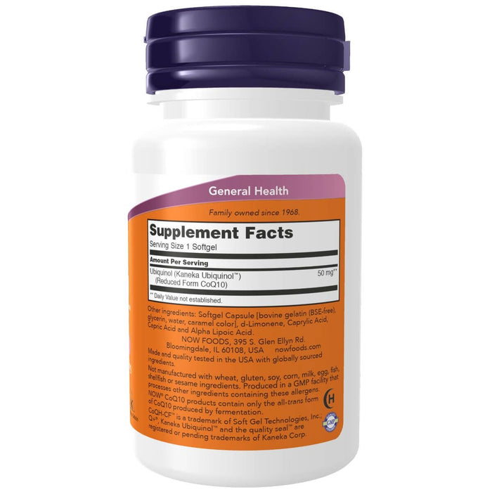 NOW Foods Ubiquinol CoQH-CF 50 mg 60 Softgels | Premium Supplements at MYSUPPLEMENTSHOP