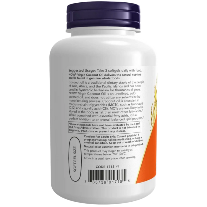 NOW Foods Virgin Coconut Oil 1000 mg 120 Softgels