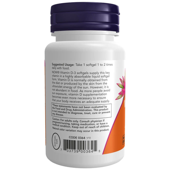 NOW Foods Vitamin D-3 400 IU 180 Softgels | Premium Supplements at MYSUPPLEMENTSHOP