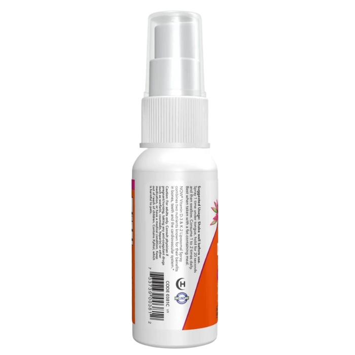 NOW Foods Vitamin D-3 & K-2 Liposomal Spray 1,000 IU/100 mcg 2oz