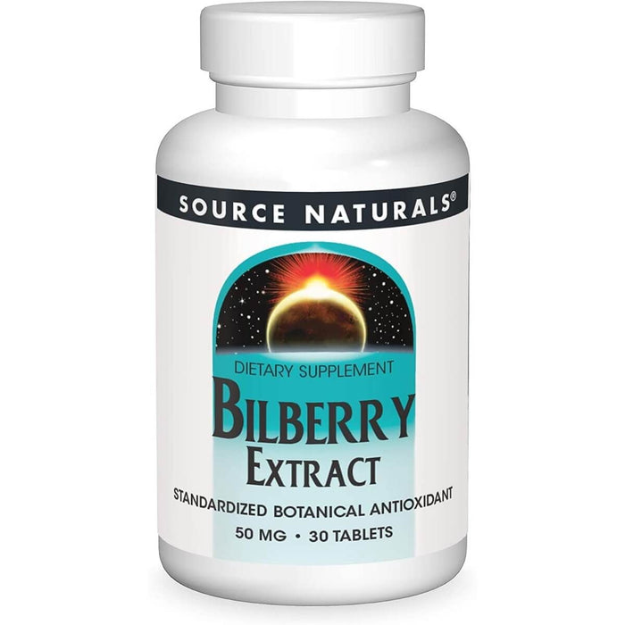 Source Naturals Bilberry Extract 50mg 30 Tablets - Eyes & Vision at MySupplementShop by Source Naturals