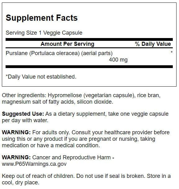 Swanson Full Spectrum Purslane 400mg 60 Vegetarian Capsules | Premium Supplements at MYSUPPLEMENTSHOP