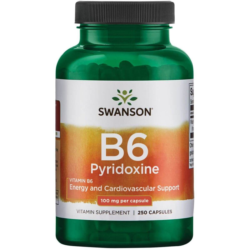 Swanson Vitamin B-6 Pyridoxine 100 mg 250 Capsules | Premium Supplements at MYSUPPLEMENTSHOP